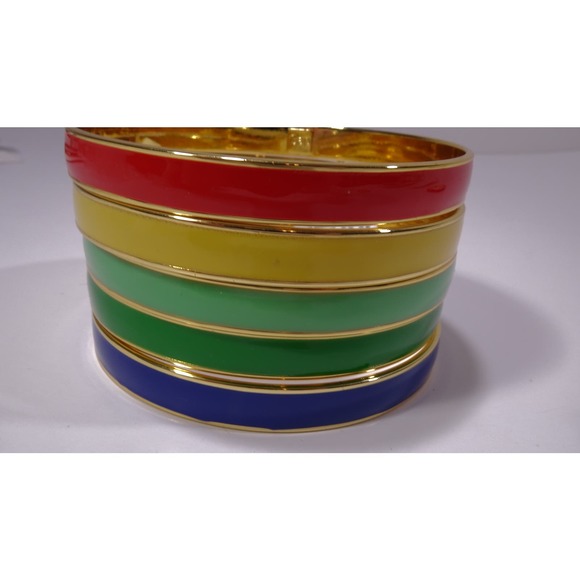 Gap Women's rainbow Enamel Gold Bangle Bracelet Set of 5 NWOT 15ea - Picture 6 of 7